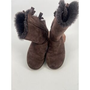 UGG Australia Women's Bailey Bow II‎ Boots Chocolate Brown Sheepskin Size 9